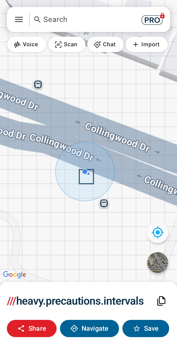 What3Words example showing a three-word location